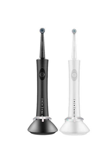 Electric Toothbrush, Sonic Type for Adults & Teens & Travel Case IPX7 Waterproof, 2 Minutes Timer, Wireless Charging, White - Black OralSavvy